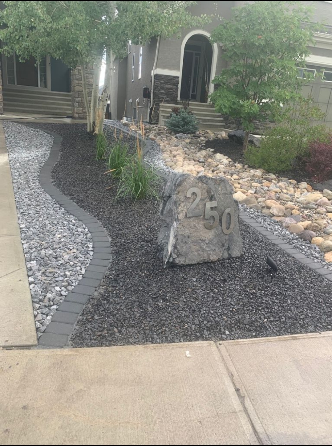 Landscaping-boulder-front-yard-design-House-Number