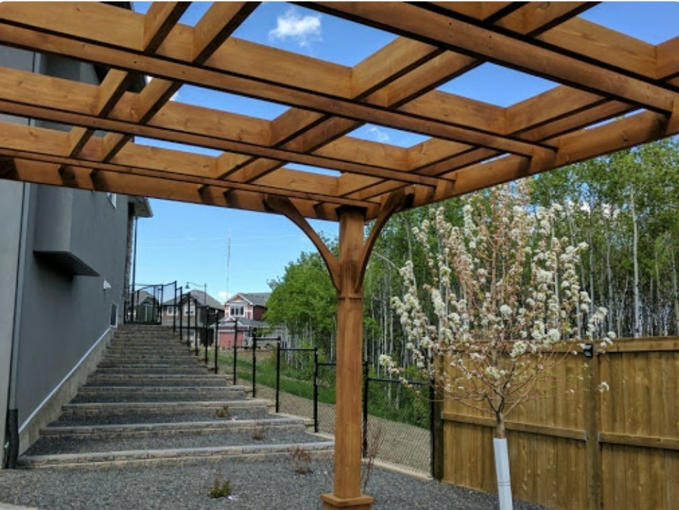 wood work backyard pergola landscaping calgary