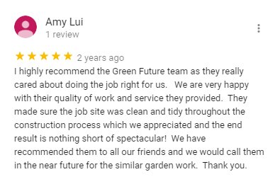 quality construction company A Green Future google review