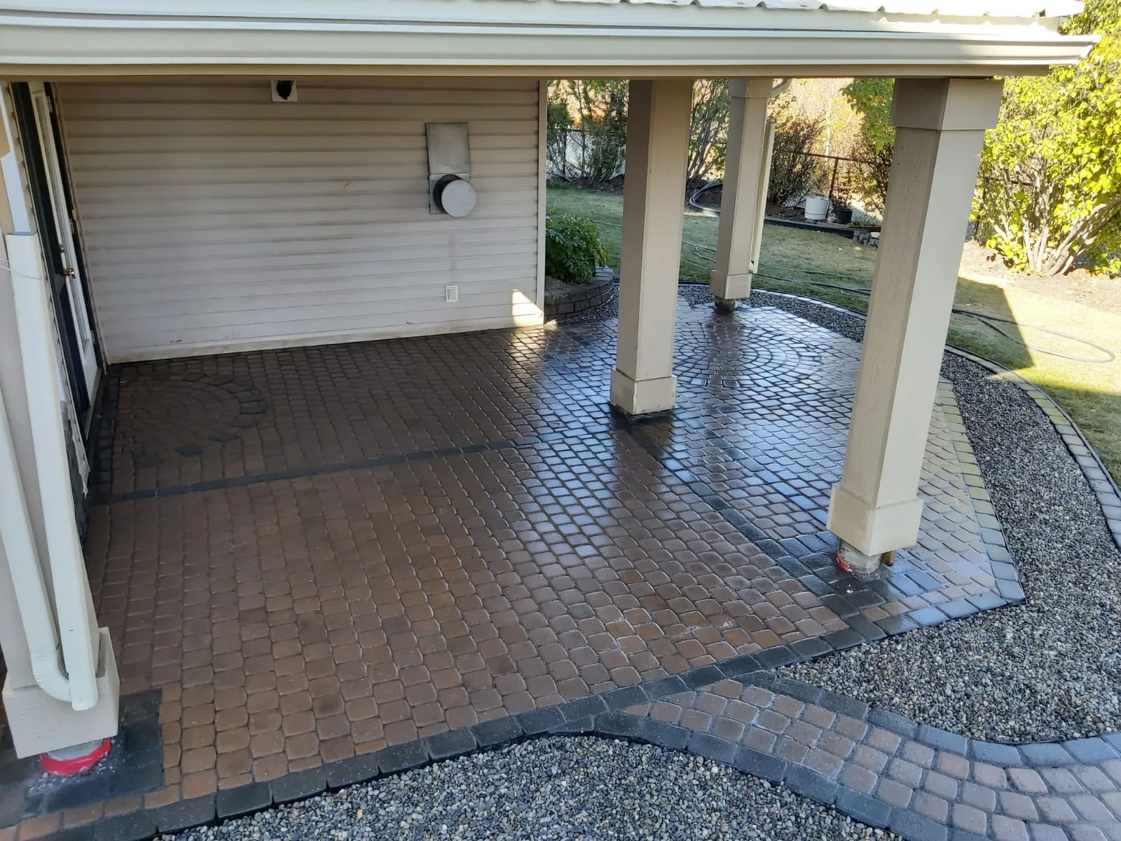 Fix Backyard Drainage: Cobblestone Patio Calgary photo 1