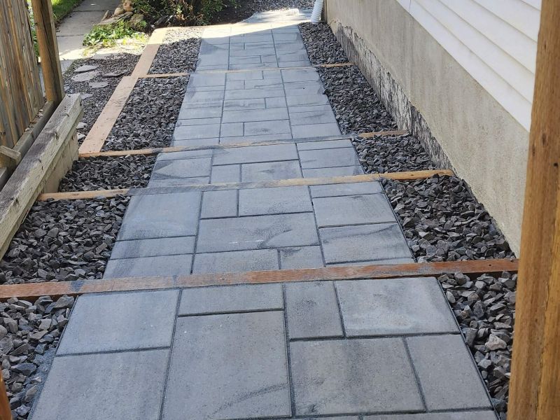 Low Maintenance steps walkway side yard landscaping calgary-min